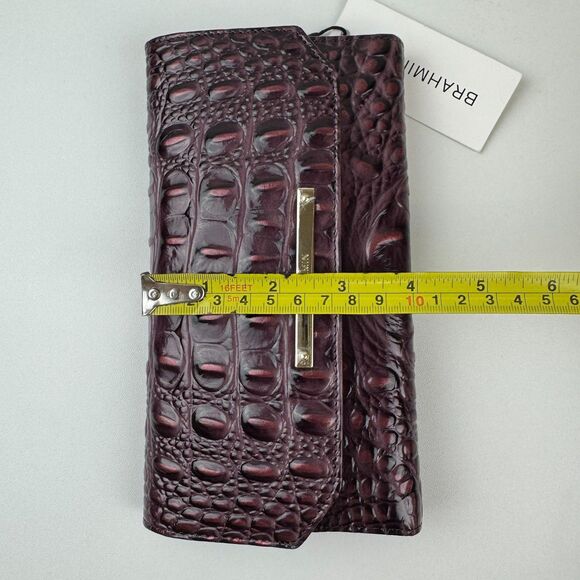 Brahmin Cordelia Trifold Wallet Checkbook in Fig Jam Croc Embossed Leather NEW - Picture 13 of 13
